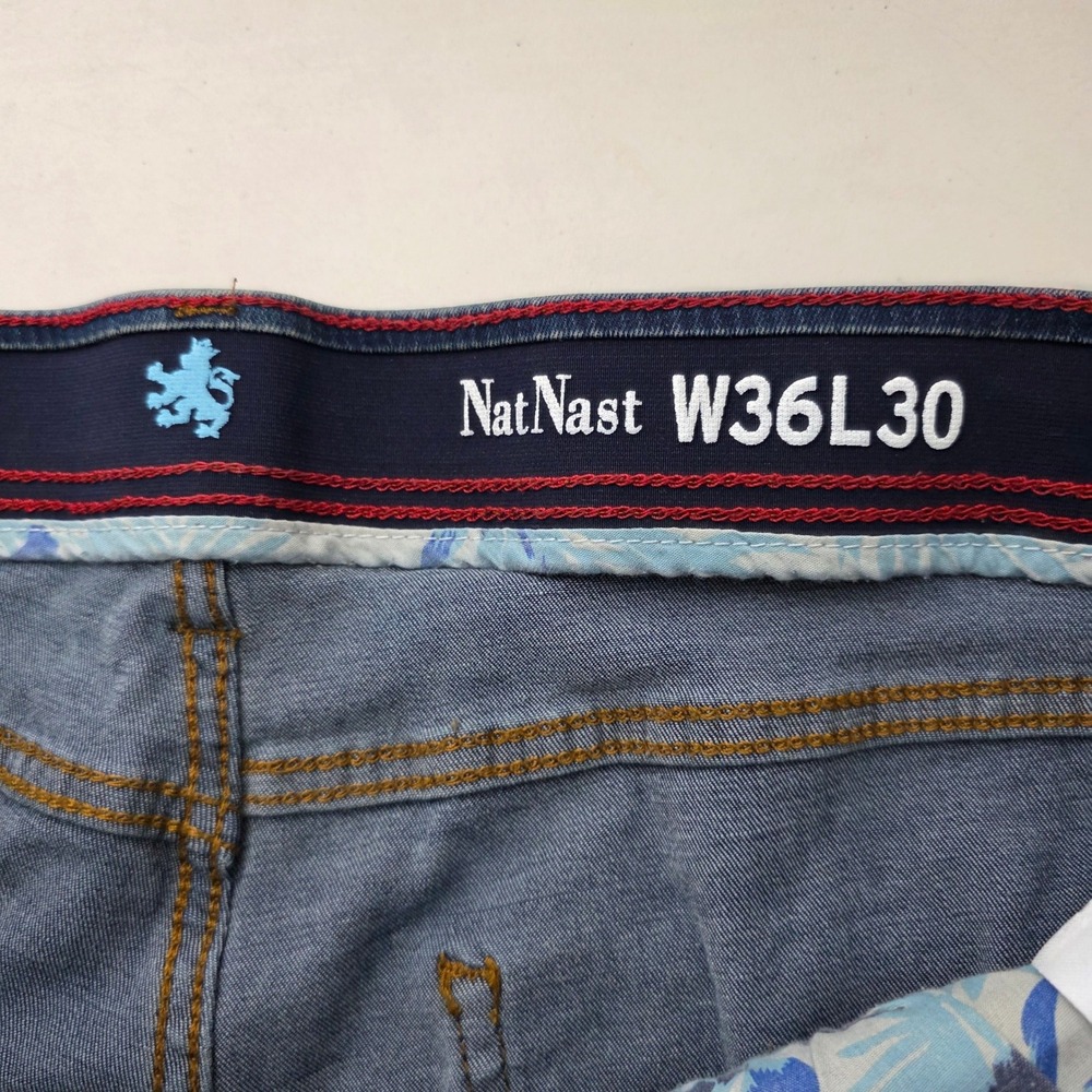 Nat Nast Mens Straight Leg Stretch Denim Jeans Dark Wash Blue W36 L30 - Picture 3 of 12